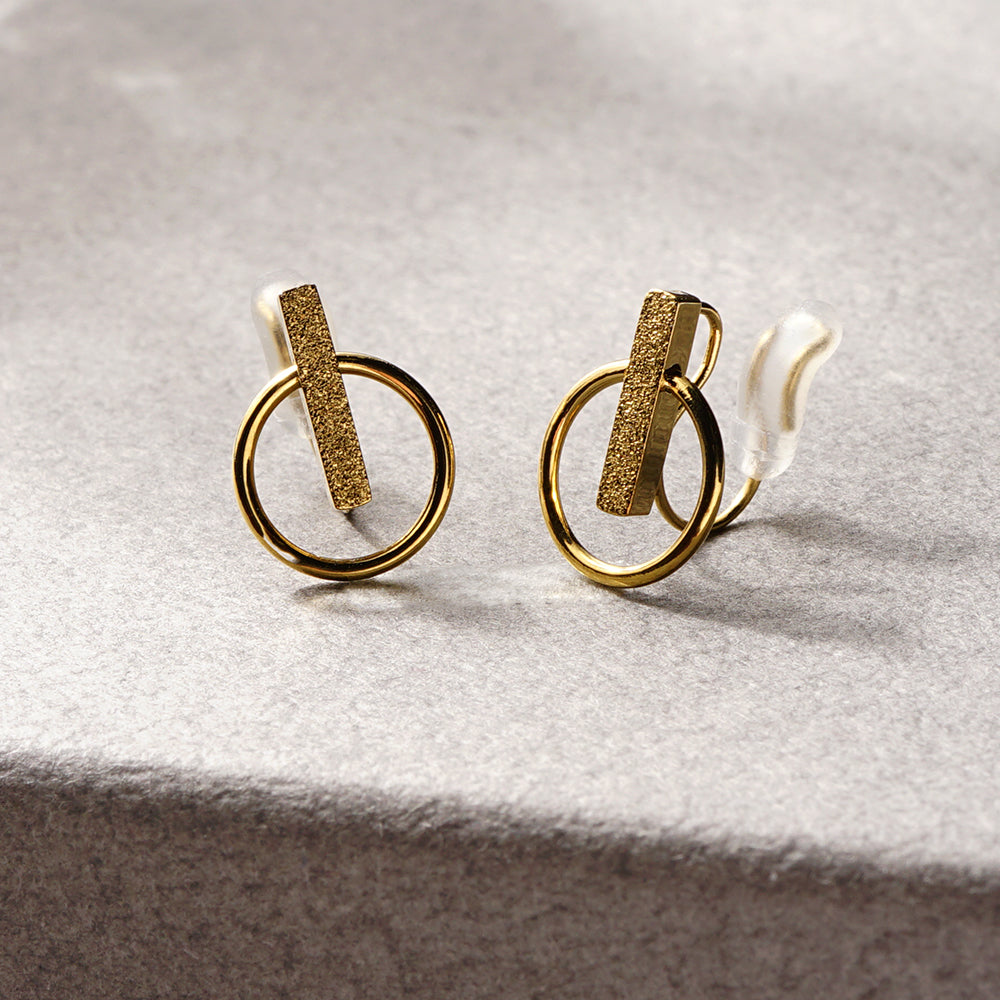 金属アレルギー対応 ステンレス バー＆リング ノンホールピアス 痛くない イヤリング 金属アレルギー対応