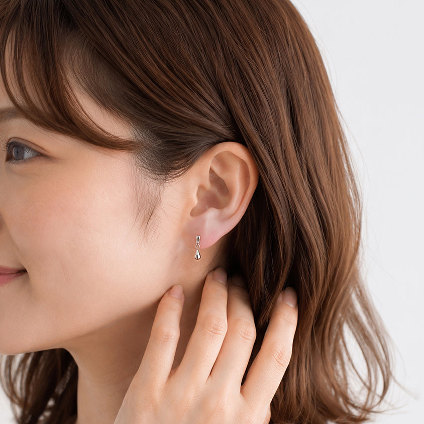 【NEW】【 金属アレルギー対応 】ダブルドロップ ステンレスノンホールピアス