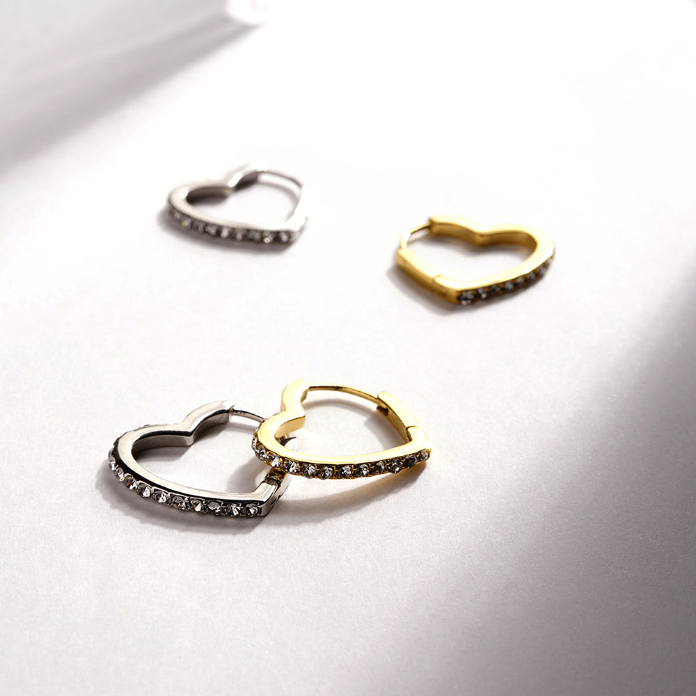 【NEW】ステンレス ハート フープピアス