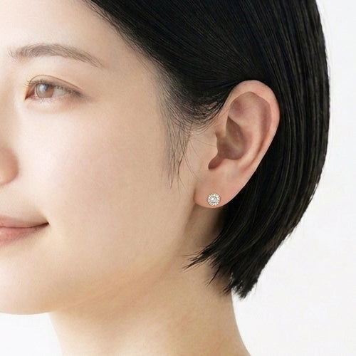 【 金属アレルギー対応 】パヴェデザイン セラミックポストピアス