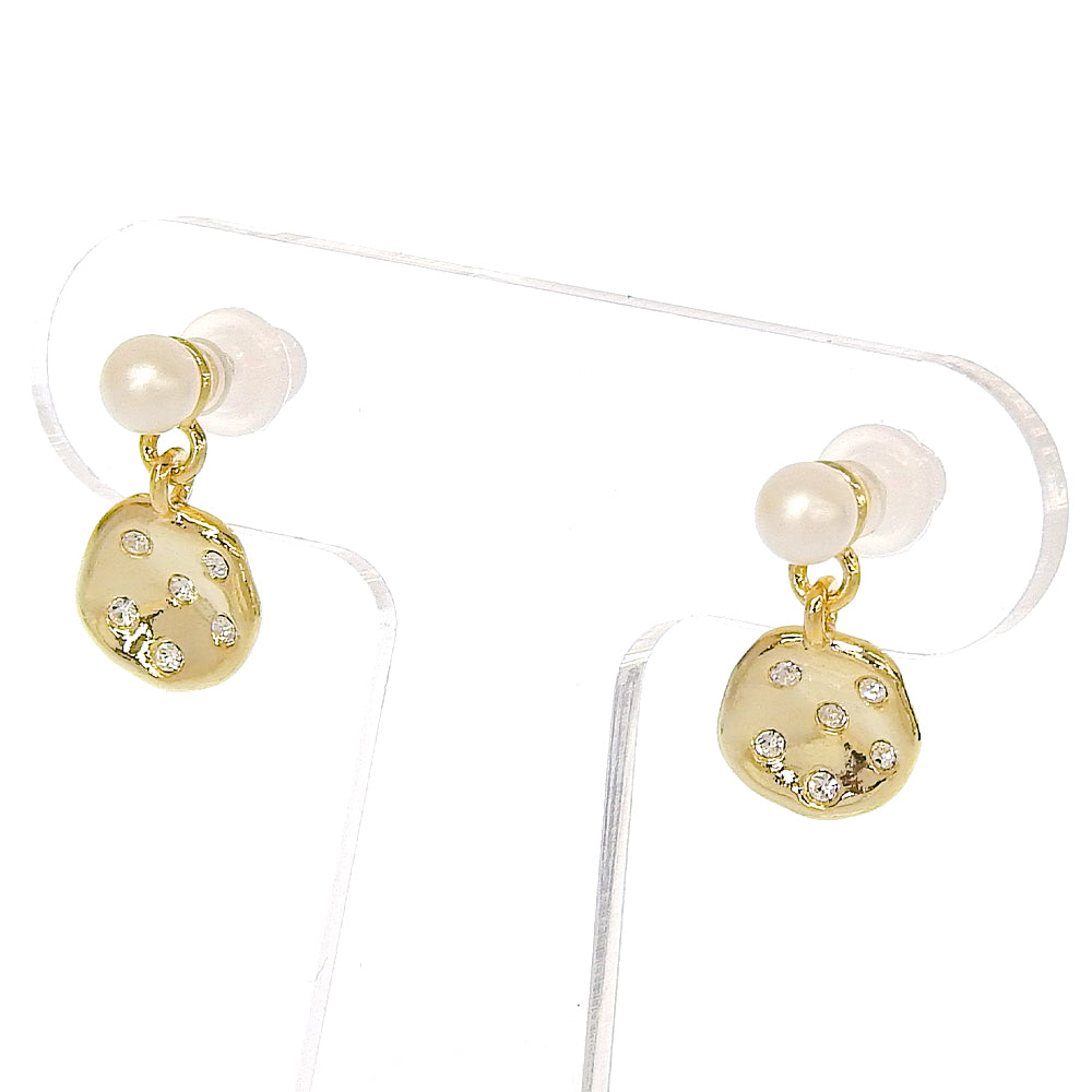 【NEW】メタルシリーズ メタル×ビジュー パール セラミックポストピアス