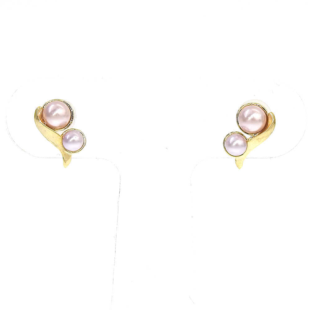 【NEW】【 金属アレルギー対応 】 2粒カラーパール セラミックポストピアス