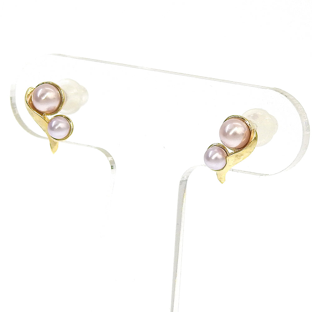 【NEW】【 金属アレルギー対応 】 2粒カラーパール セラミックポストピアス