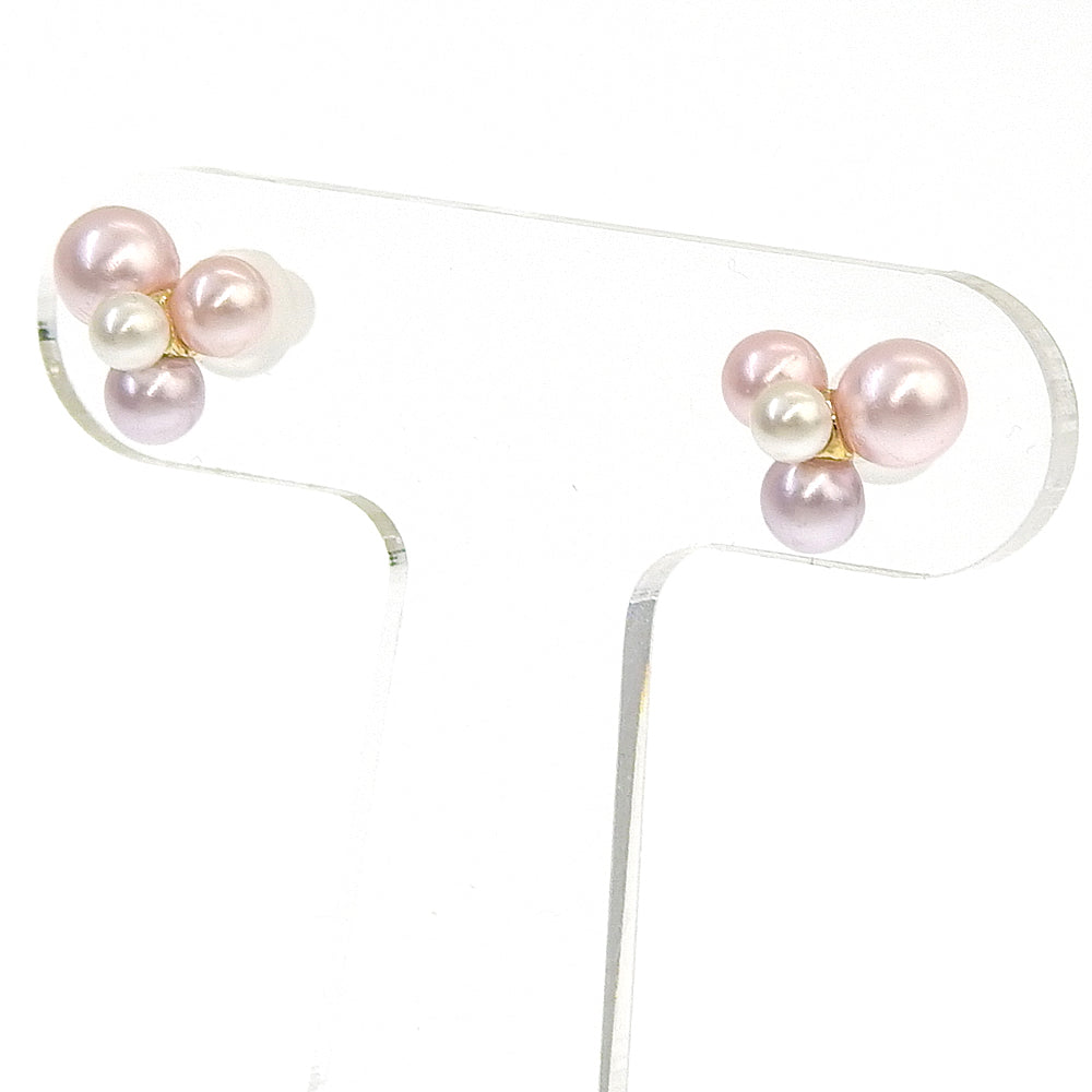 【NEW】【 金属アレルギー対応 】4粒カラーパール セラミックポストピアス