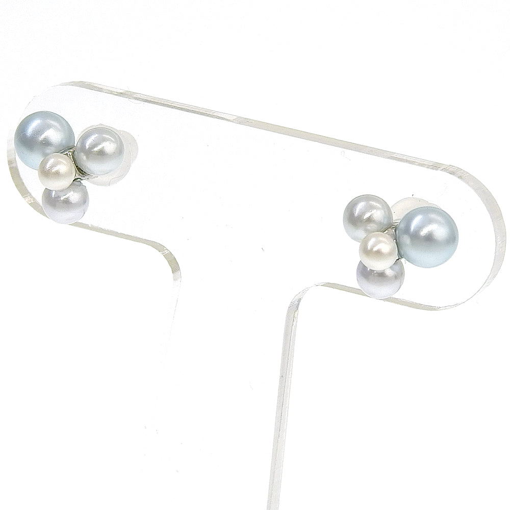 【NEW】【 金属アレルギー対応 】4粒カラーパール セラミックポストピアス