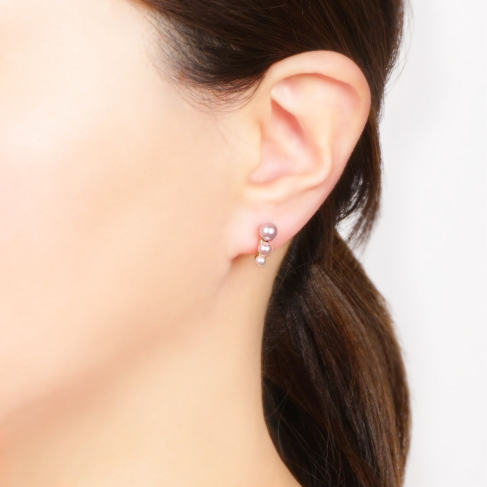 【NEW】【 金属アレルギー対応 】3連カラーパール セラミックポストピアス