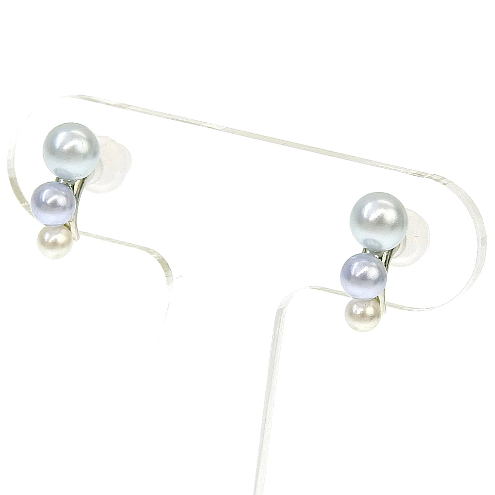 【NEW】【 金属アレルギー対応 】3連カラーパール セラミックポストピアス