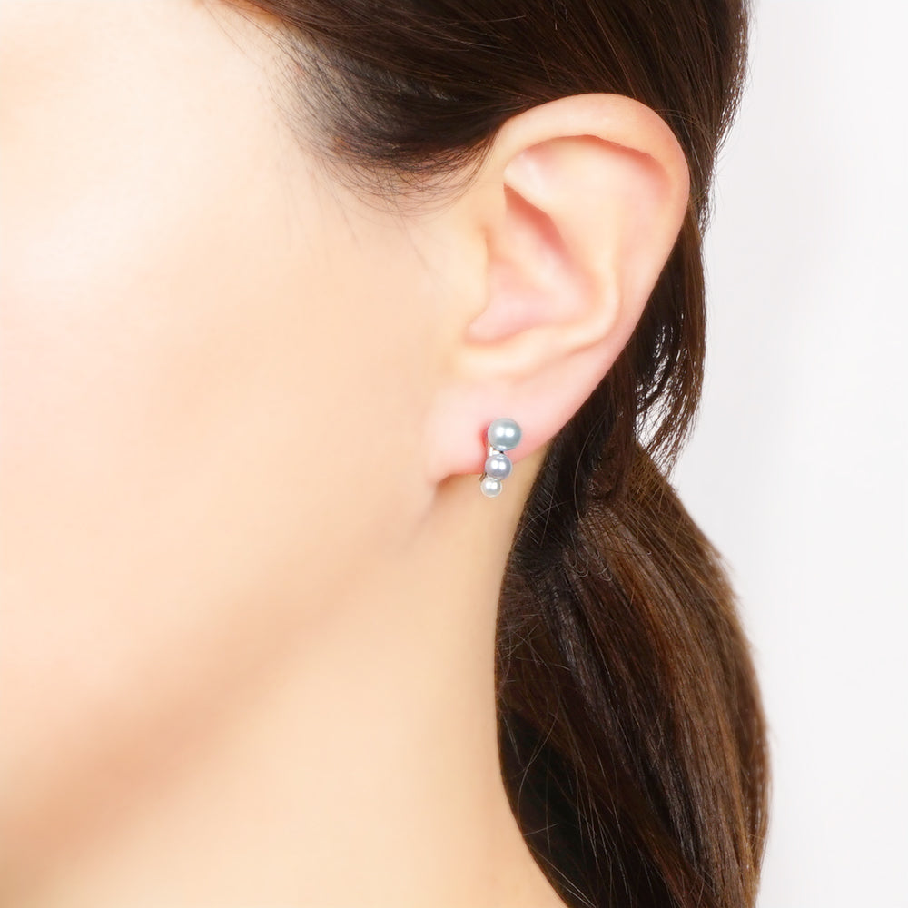 【NEW】【 金属アレルギー対応 】3連カラーパール セラミックポストピアス