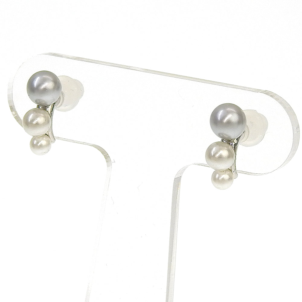 【NEW】【 金属アレルギー対応 】3連カラーパール セラミックポストピアス