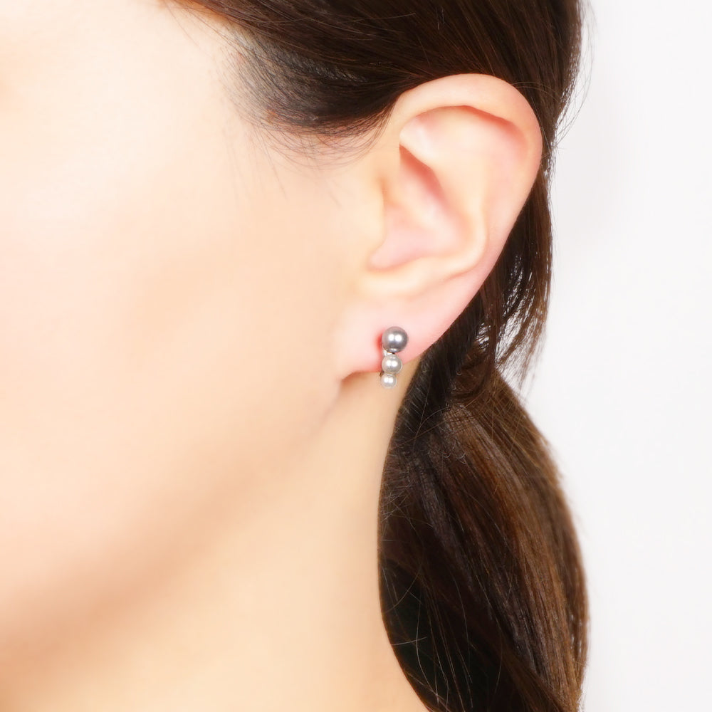 【NEW】【 金属アレルギー対応 】3連カラーパール セラミックポストピアス