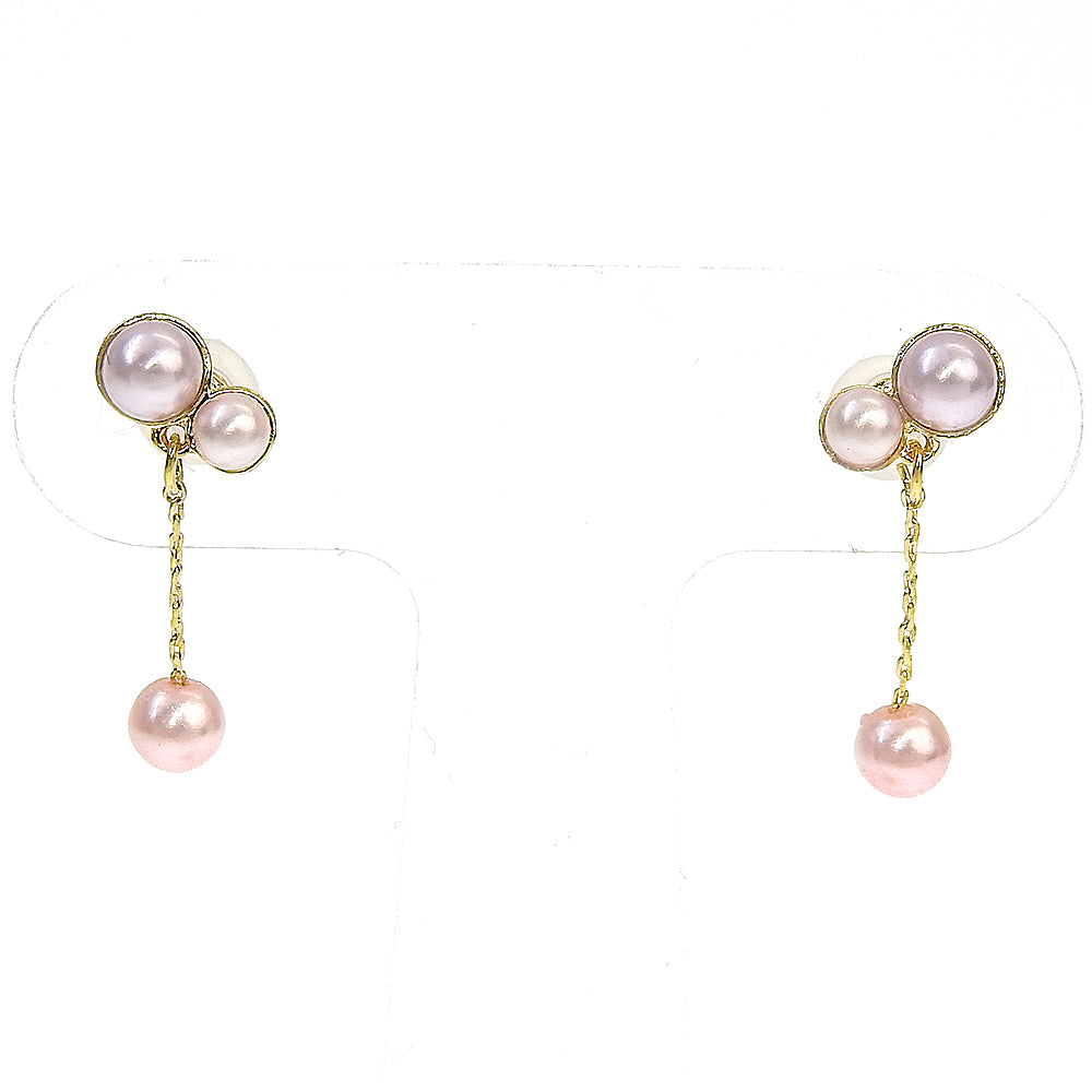 【NEW】【 金属アレルギー対応 】3粒カラーパール セラミックポストピアス