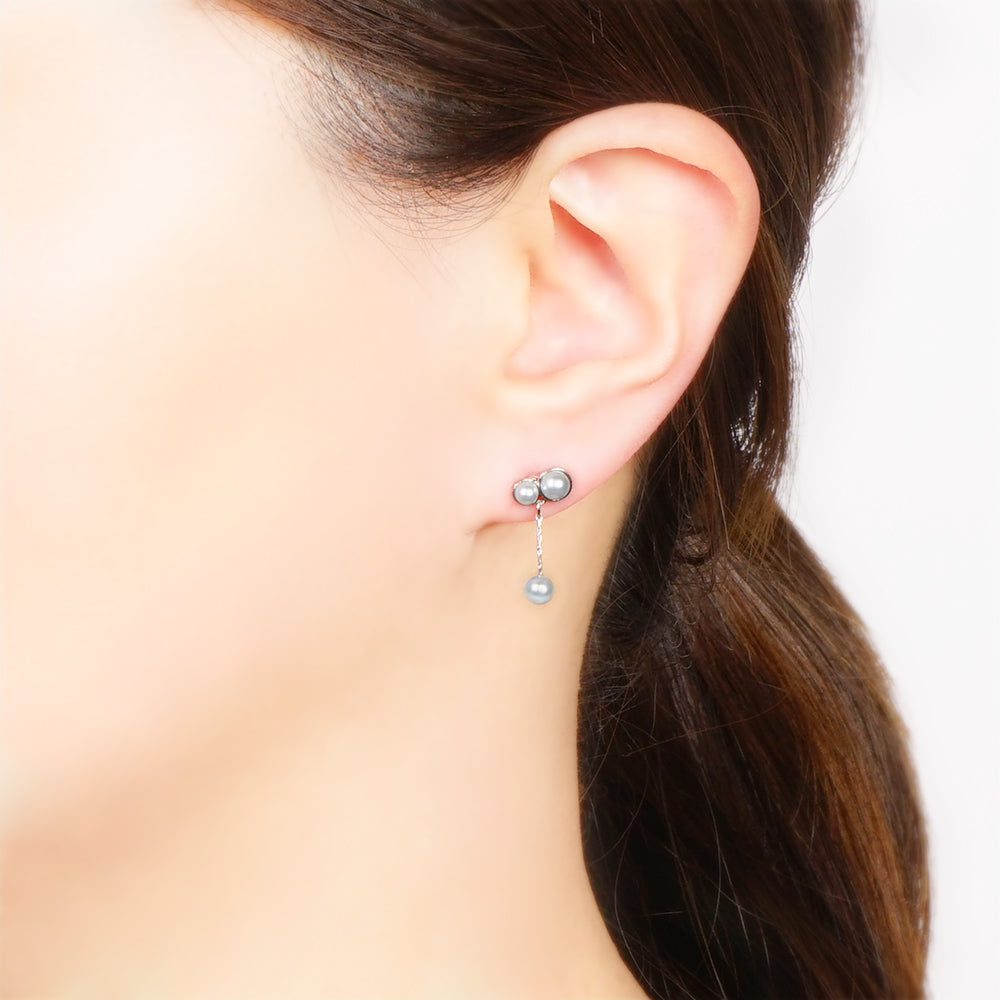 【NEW】【 金属アレルギー対応 】3粒カラーパール セラミックポストピアス