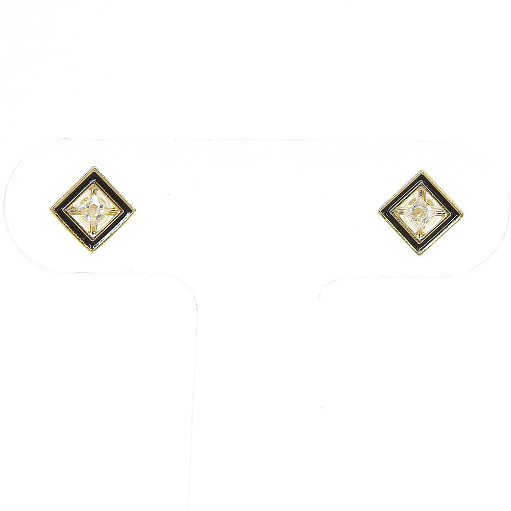 【NEW】【 金属アレルギー対応 】 カラーエポ×キュービックジルコニアシリーズ スクエアセラミックポストピアス