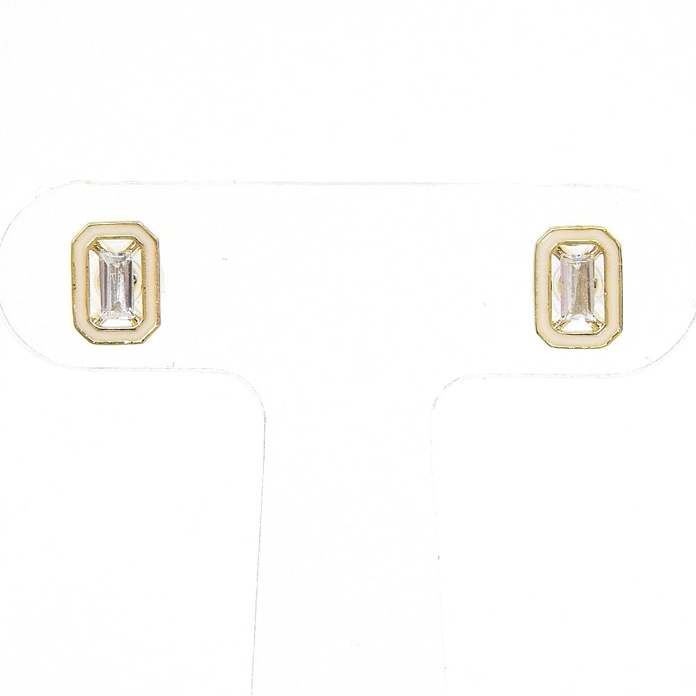 【NEW】【 金属アレルギー対応 】 カラーエポ×キュービックジルコニアシリーズ ラウンドセラミックポストピアス