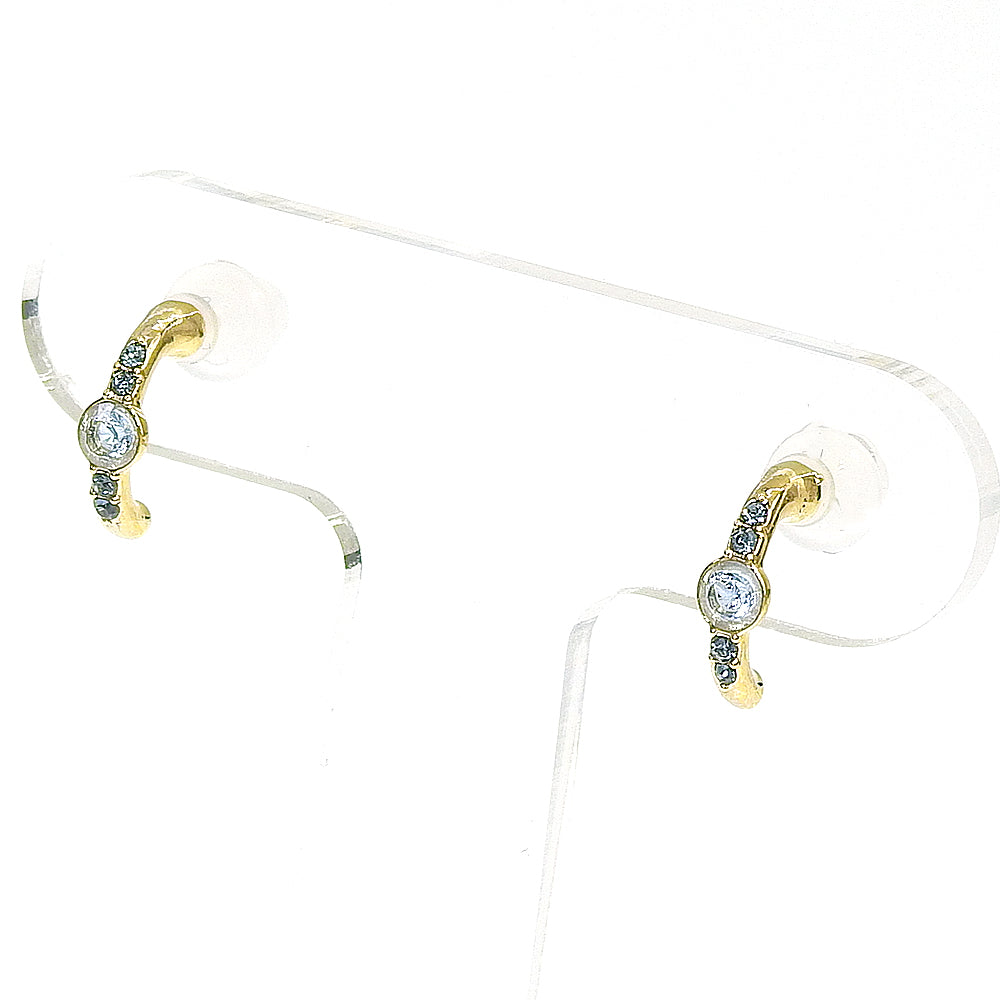 【NEW】【 金属アレルギー対応 】カラーガラス ミニハーフフープ セラミックポストピアス