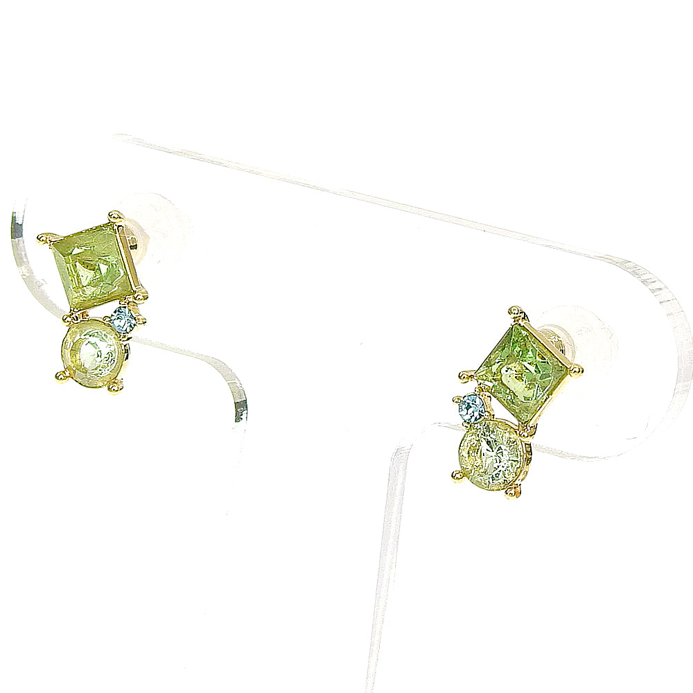 【NEW】【 金属アレルギー対応 】カラーガラス クラスター セラミックポストピアス