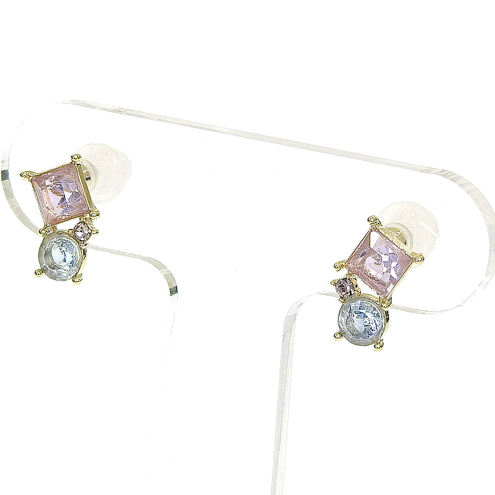 【NEW】【 金属アレルギー対応 】カラーガラス クラスター セラミックポストピアス
