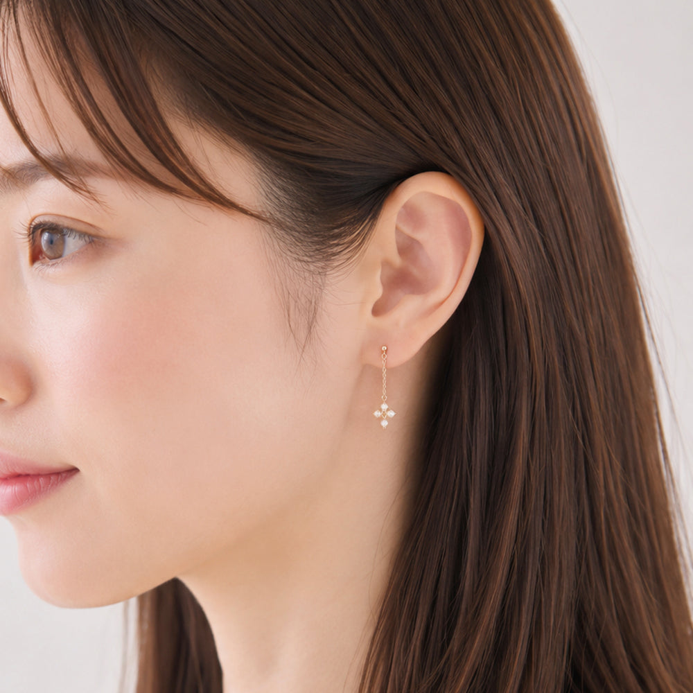 【NEW】プチパール クロス ノンホールピアス
