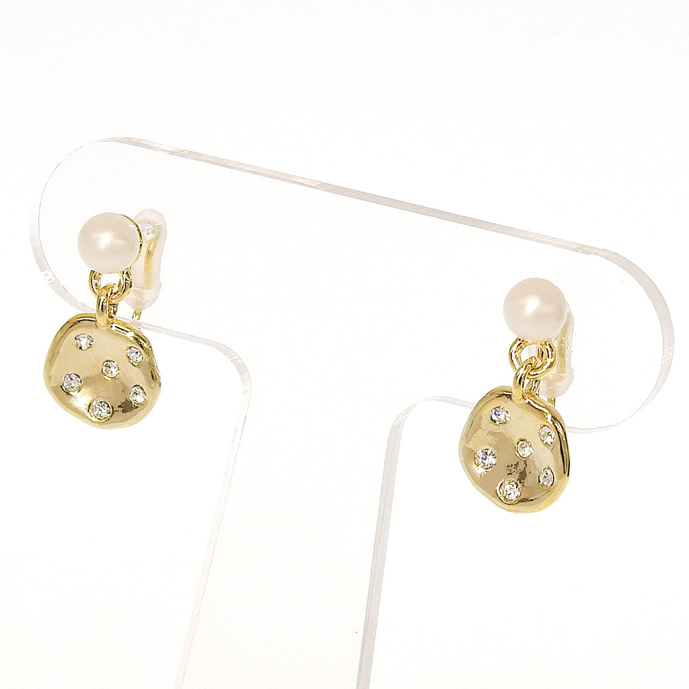 【NEW】メタルシリーズ メタル×ビジュー パール ノンホールピアス