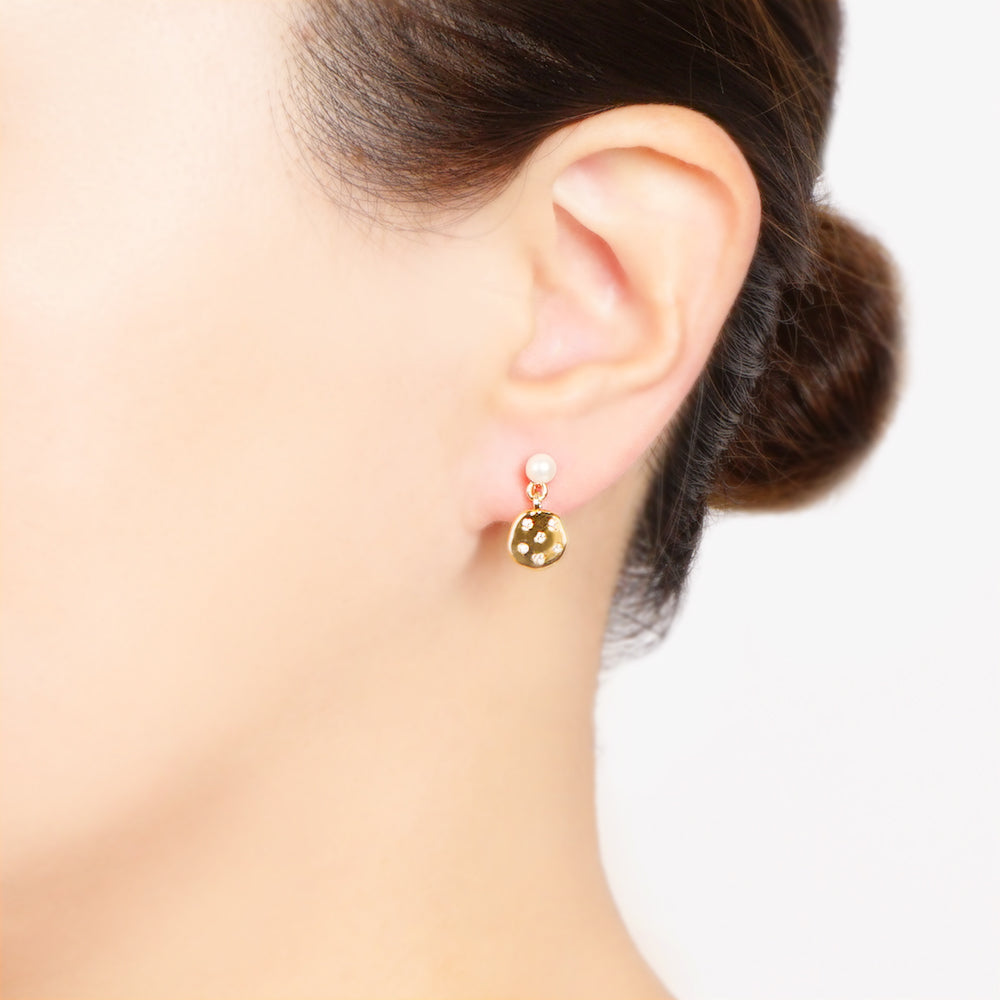 【NEW】メタルシリーズ メタル×ビジュー パール ノンホールピアス