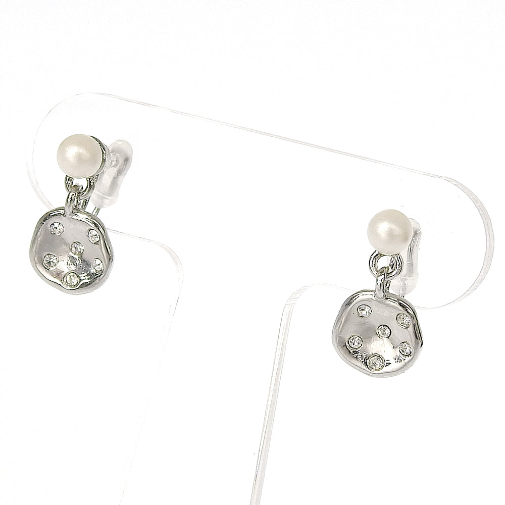 【NEW】メタルシリーズ メタル×ビジュー パール ノンホールピアス