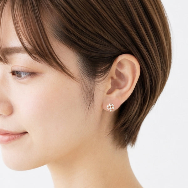 ビジューシリーズ  ラウンド ノンホールピアス