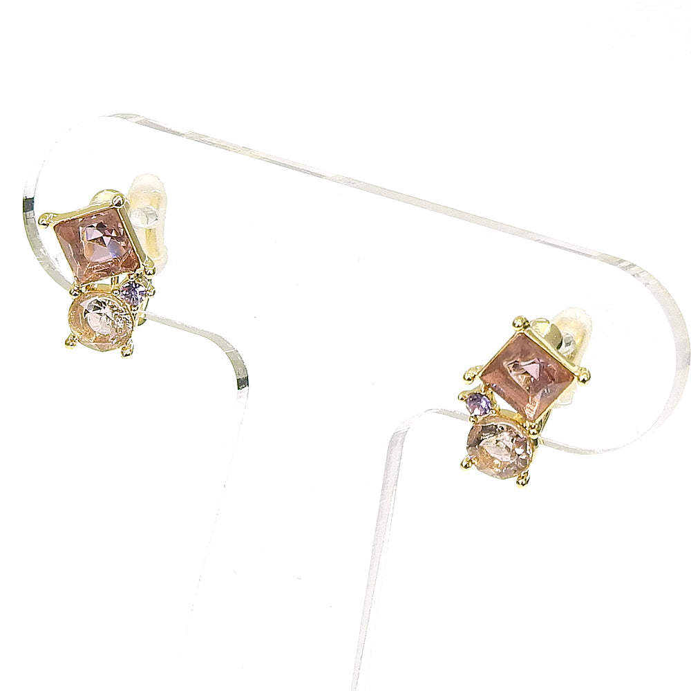 【NEW】カラーガラス クラスター ノンホールピアス