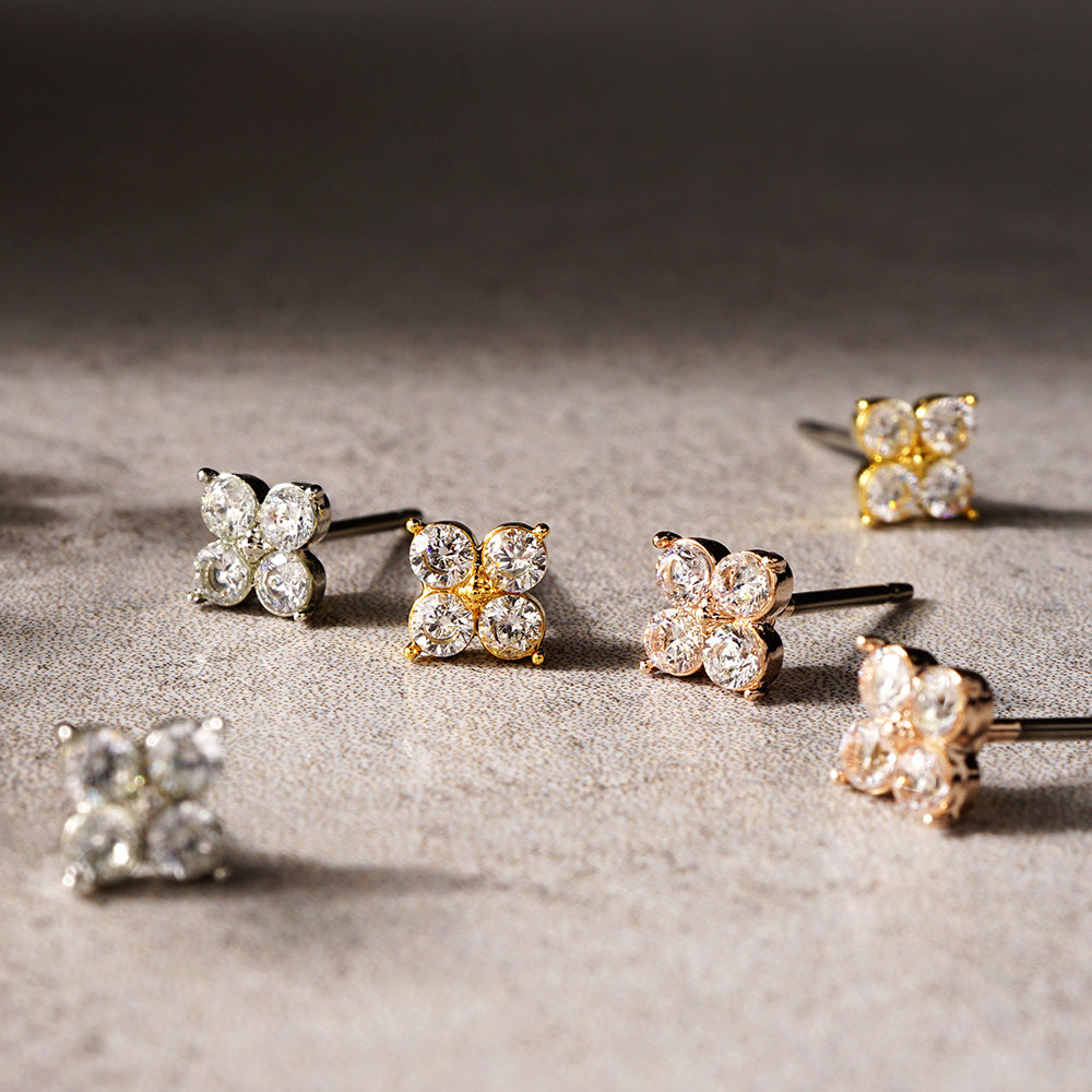 【NEW Color】キュービックジルコニア フラワー ピアス