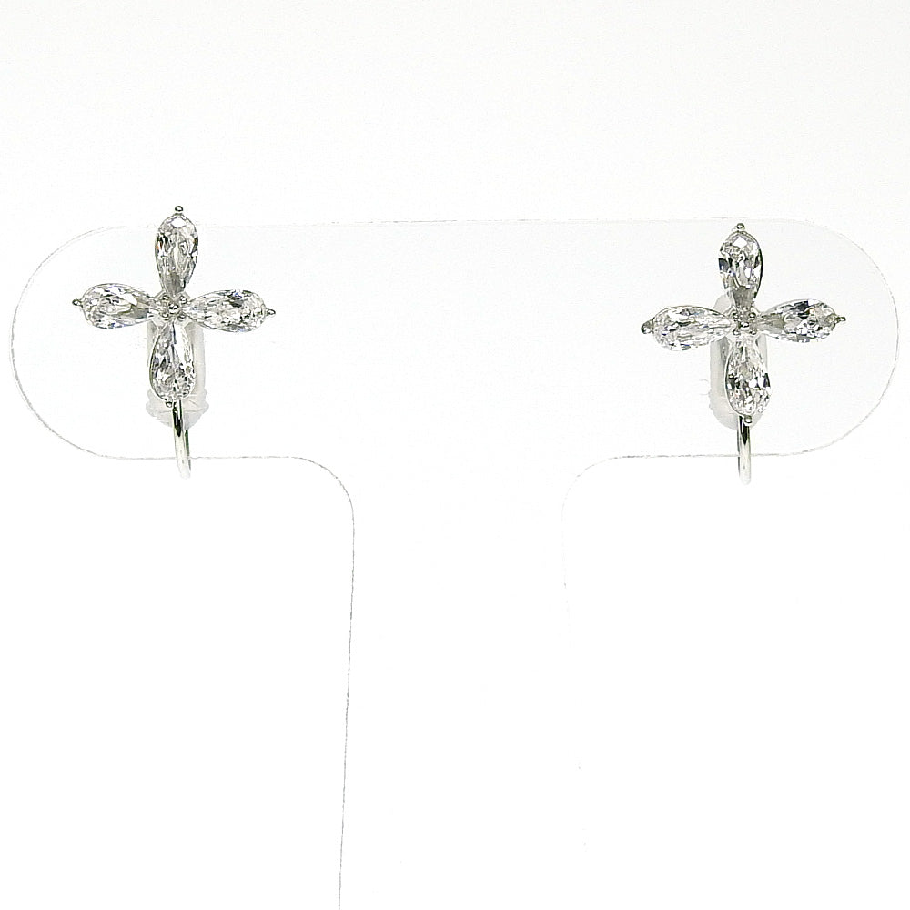 【NEW Color】キュービックジルコニア フラワー ノンホールピアス