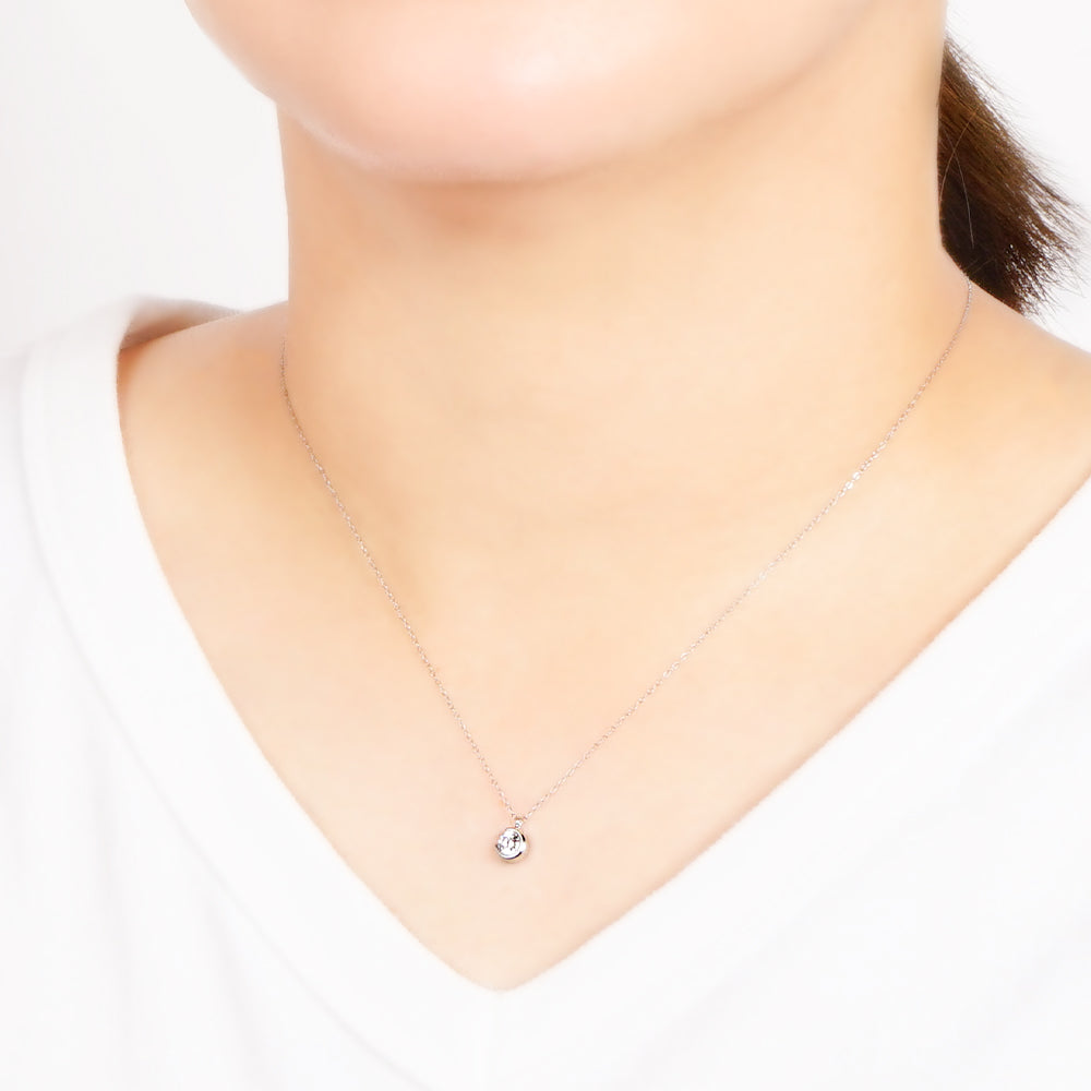 【NEW】ステンレス キュービックジルコニア クレセントムーン ネックレス