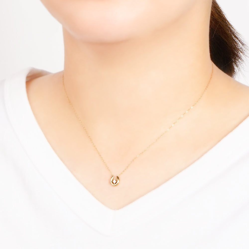 【NEW】ステンレス キュービックジルコニア ホースシュー ネックレス