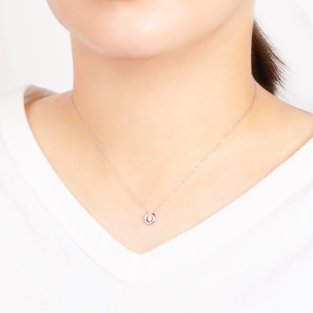 【NEW】ステンレス キュービックジルコニア ホースシュー ネックレス