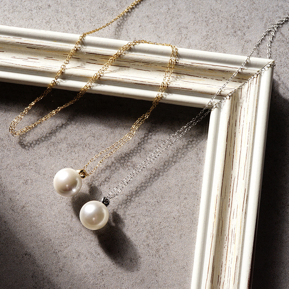 【NEW】ステンレス 1粒 合成シェルパール ネックレス