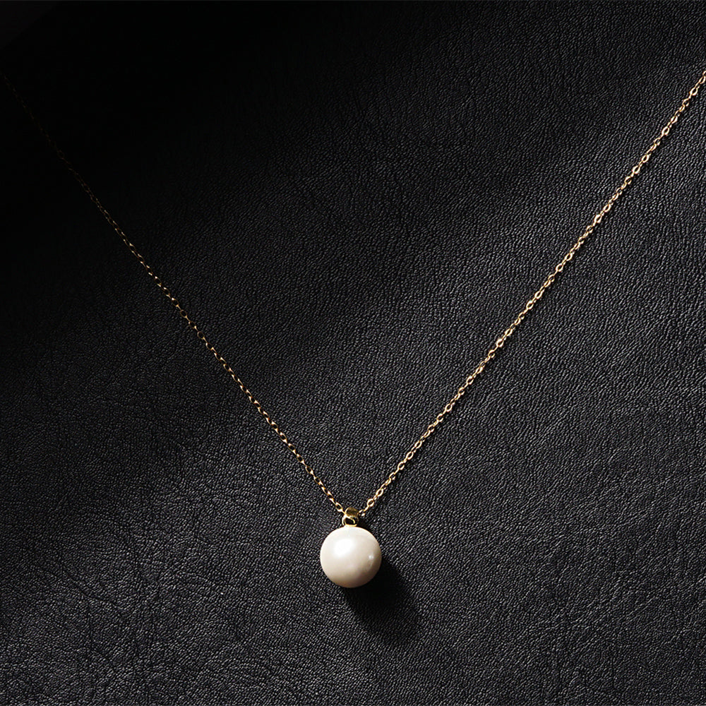 【NEW】ステンレス 1粒 合成シェルパール ネックレス