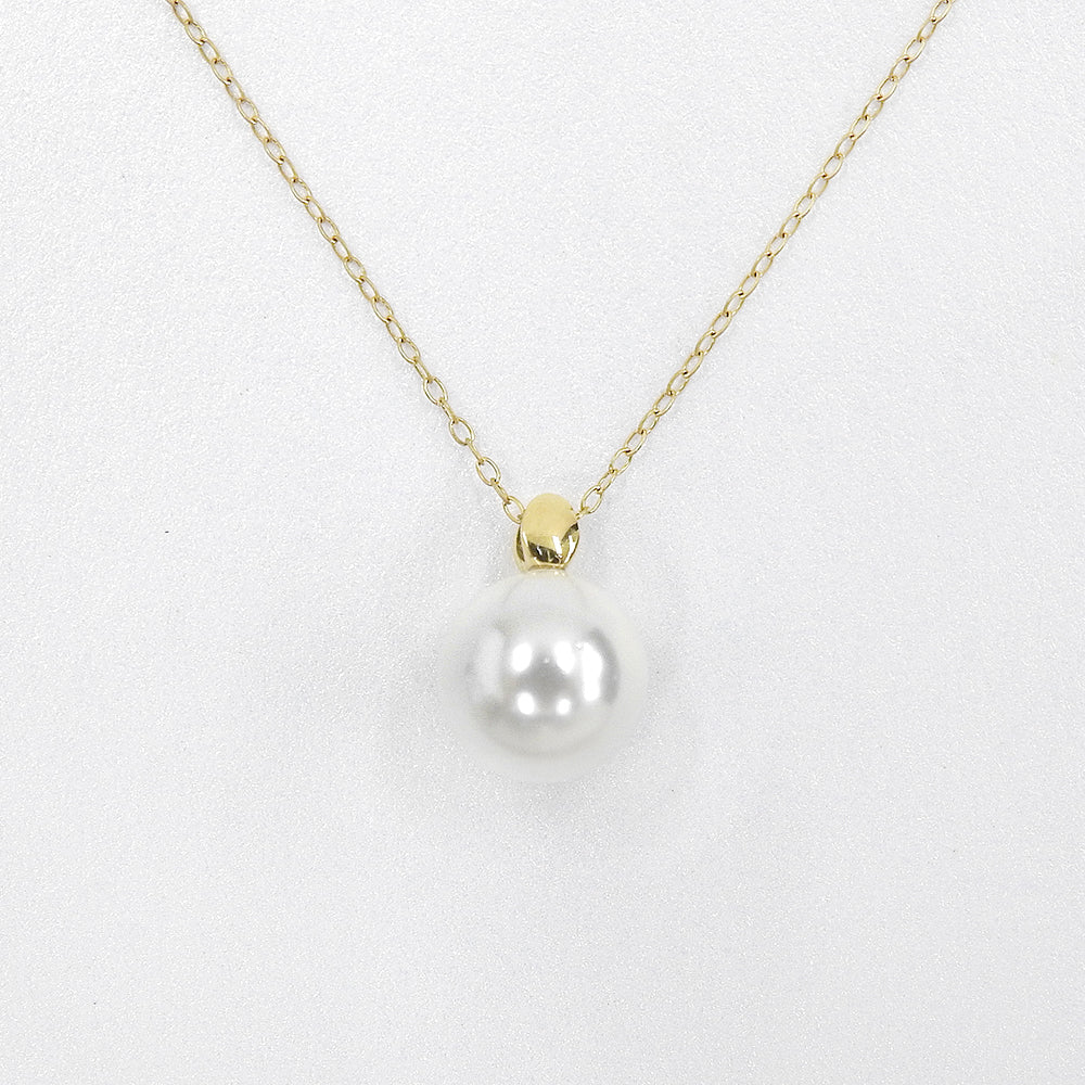 【NEW】ステンレス 1粒 合成シェルパール ネックレス