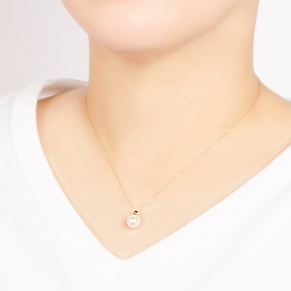 【NEW】ステンレス 1粒 合成シェルパール ネックレス