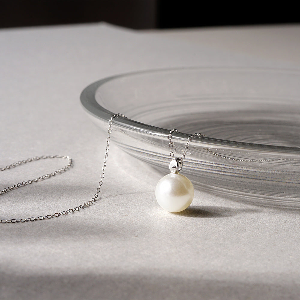 【NEW】ステンレス 1粒 合成シェルパール ネックレス