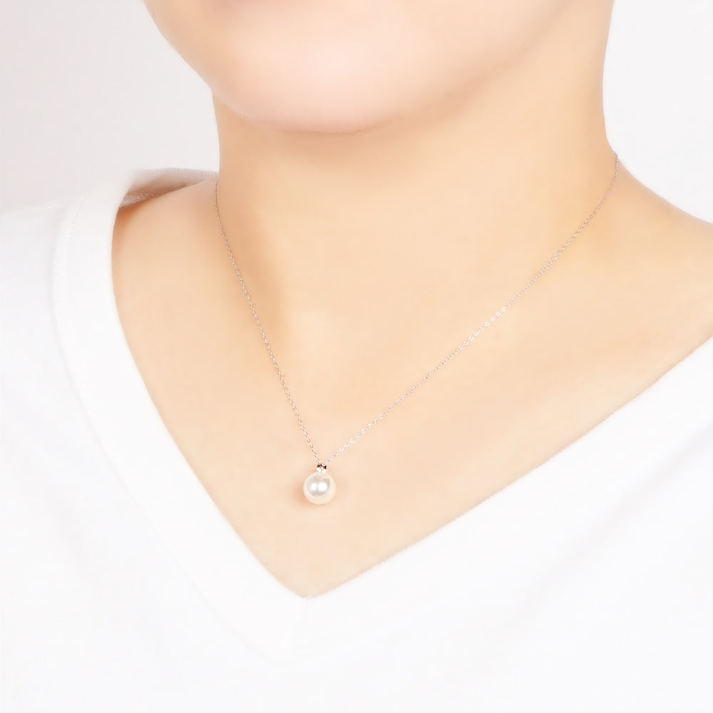 【NEW】ステンレス 1粒 合成シェルパール ネックレス
