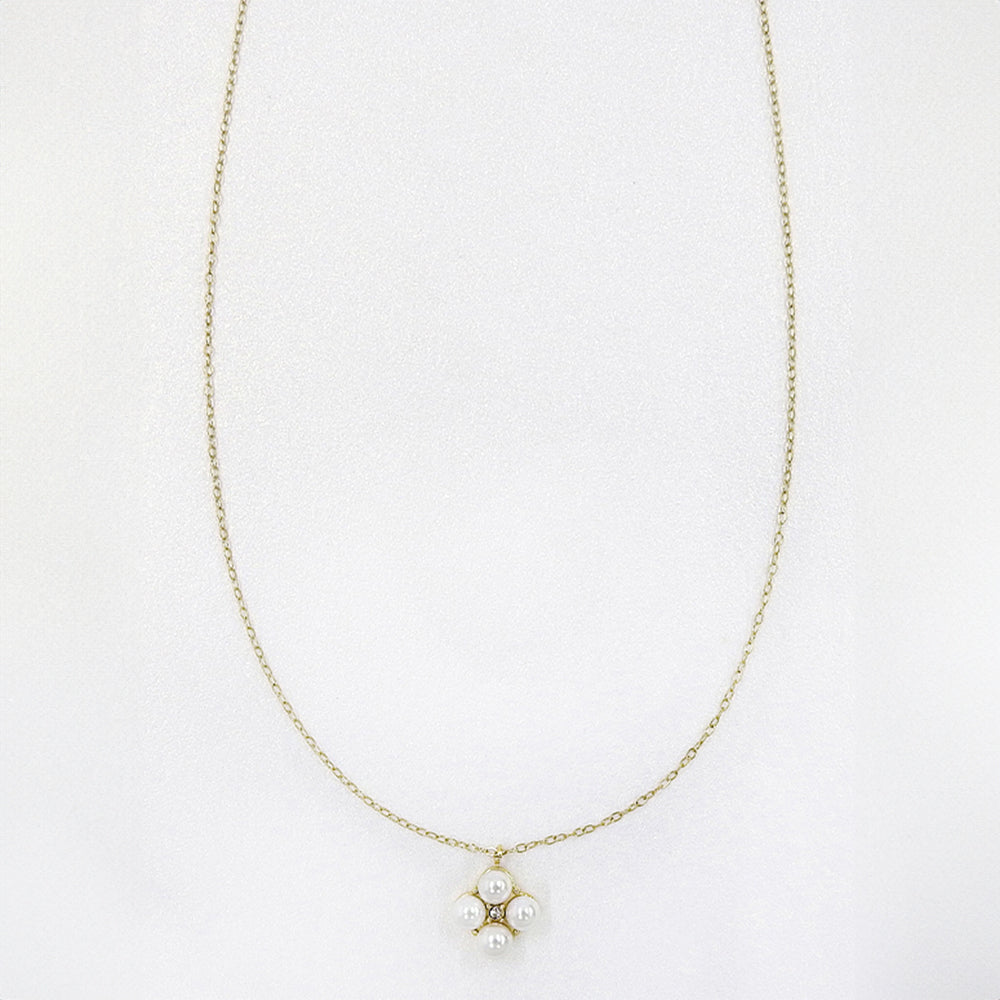 【NEW】ステンレス フラワー 合成シェルパール ネックレス