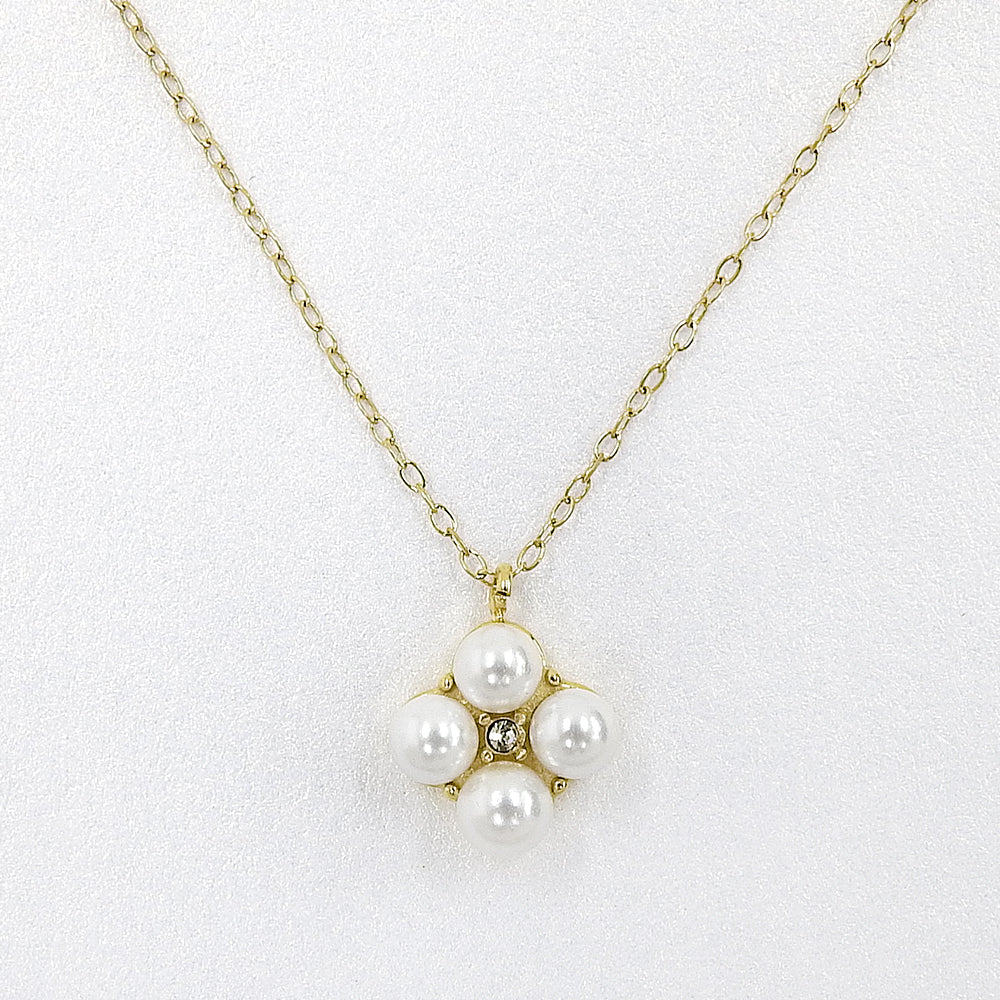 【NEW】ステンレス フラワー 合成シェルパール ネックレス