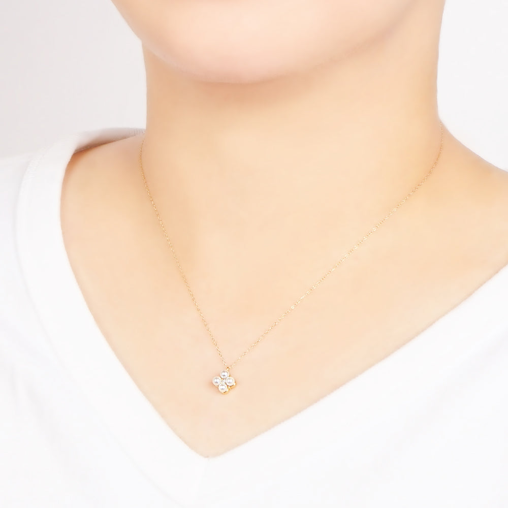 【NEW】ステンレス フラワー 合成シェルパール ネックレス