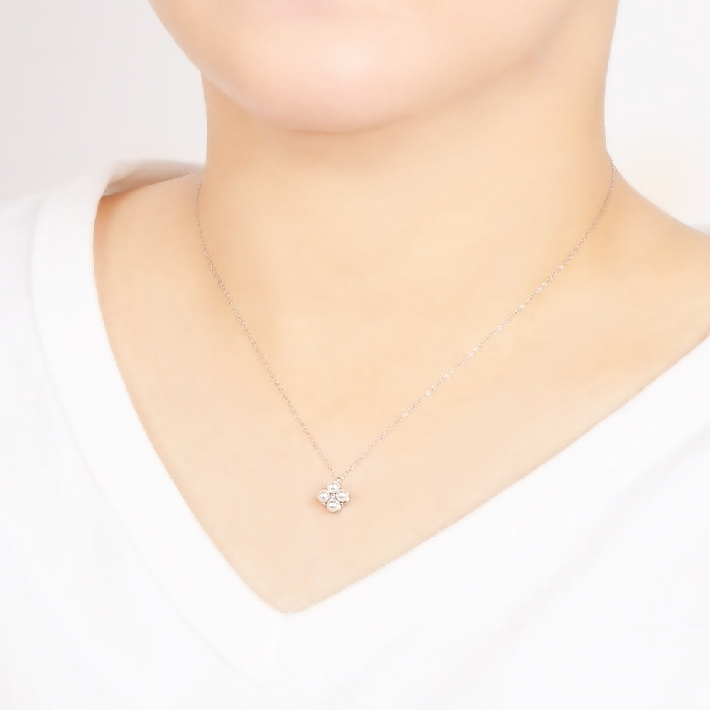 【NEW】ステンレス フラワー 合成シェルパール ネックレス