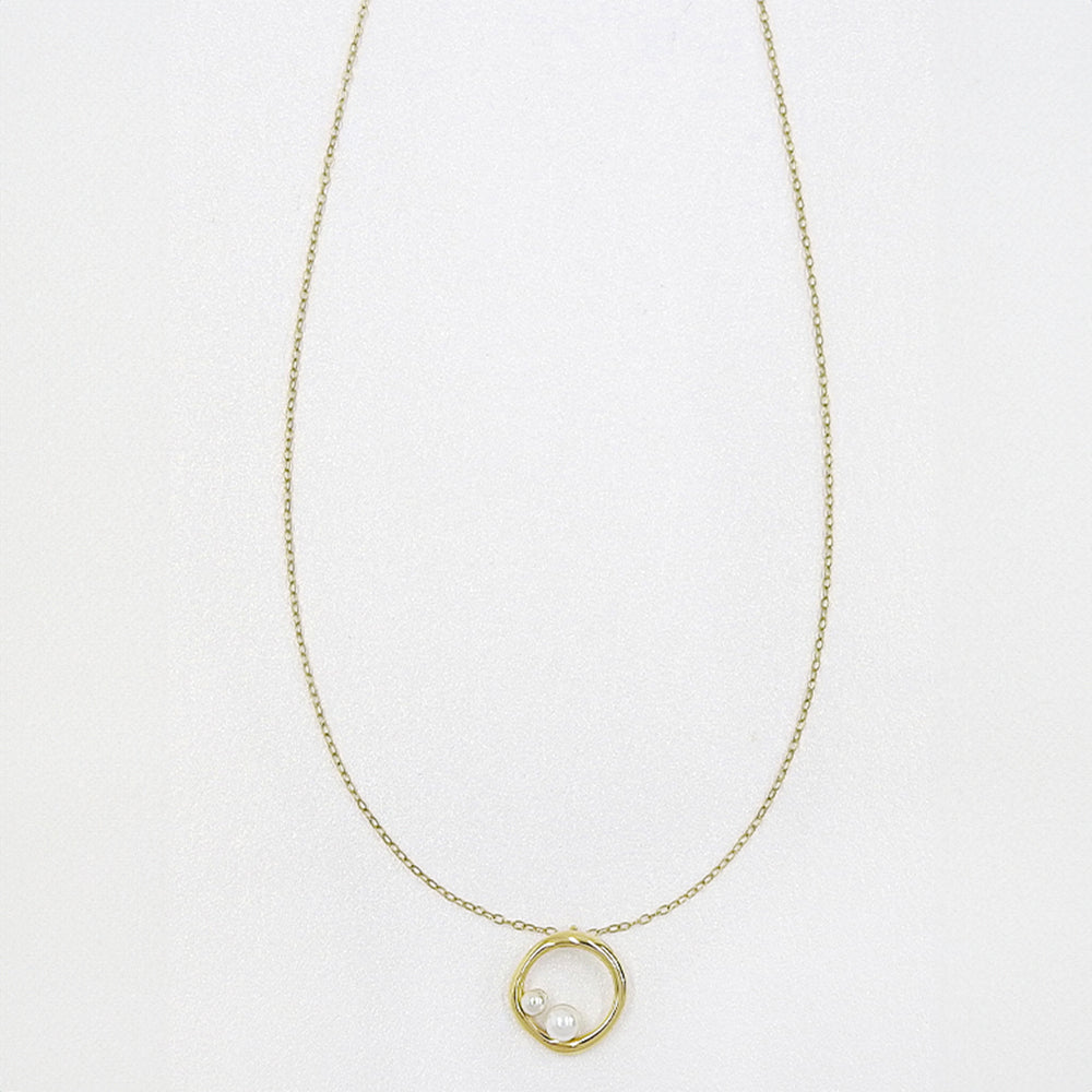 【NEW】ステンレス リング 合成シェルパール ネックレス