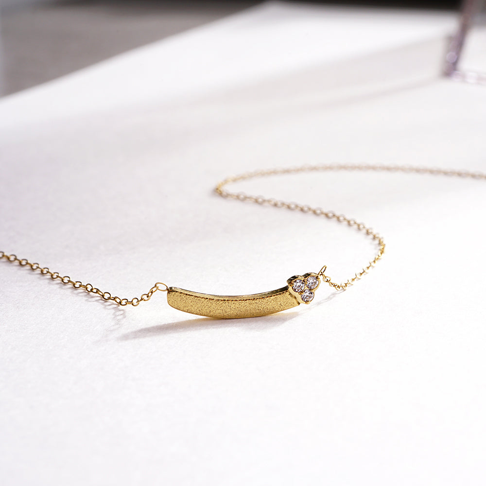 【NEW】ステンレス キュービックジルコニア プレート ネックレス