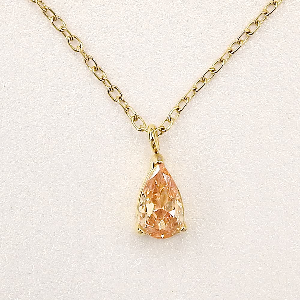【NEW】【 金属アレルギー対応 】ステンレス キュービックジルコニア ティアドロップ ネックレス