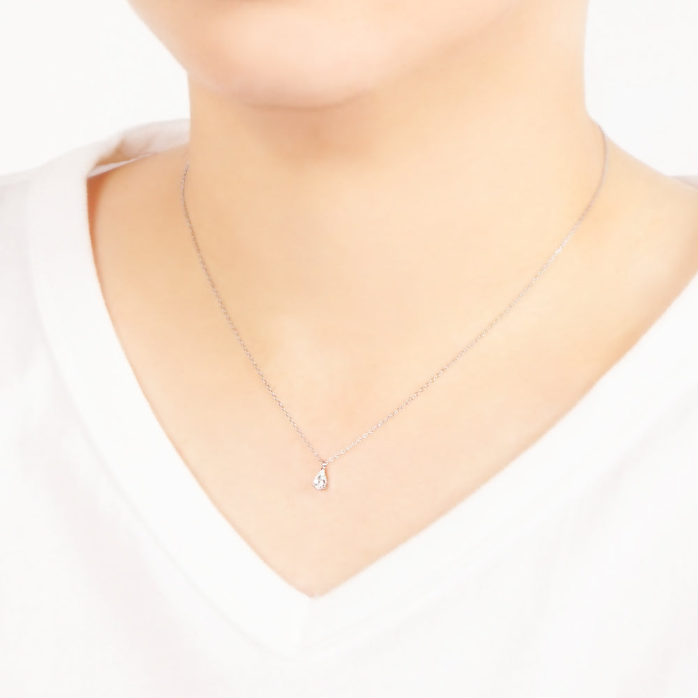 【NEW】【 金属アレルギー対応 】ステンレス キュービックジルコニア ティアドロップ ネックレス