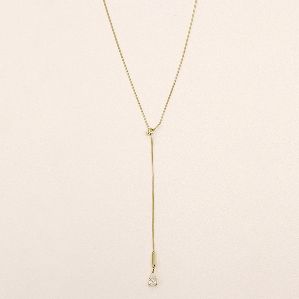 【NEW】【 金属アレルギー対応 】ステンレス キュービックジルコニア Y字ネックレス