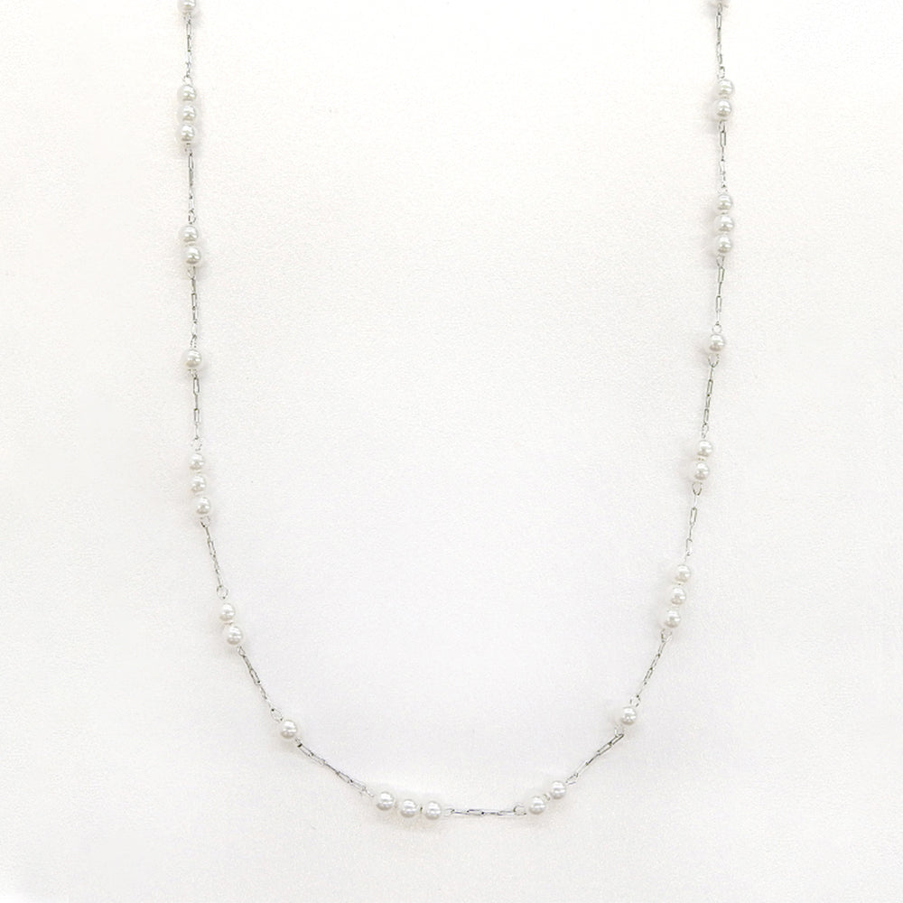 【NEW】ステンレス 1連 パール ロングネックレス