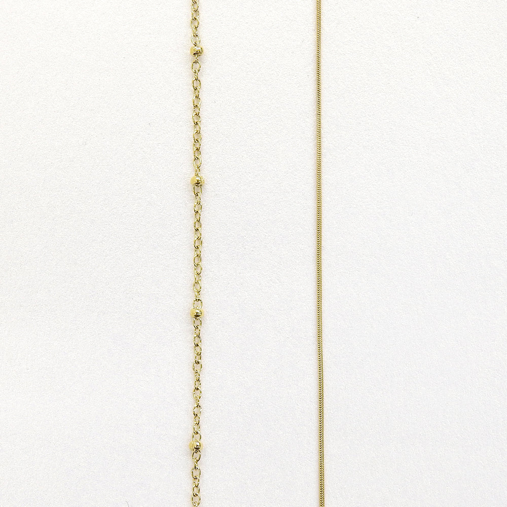 【NEW】ステンレス 2連ボールポイント ロングネックレス