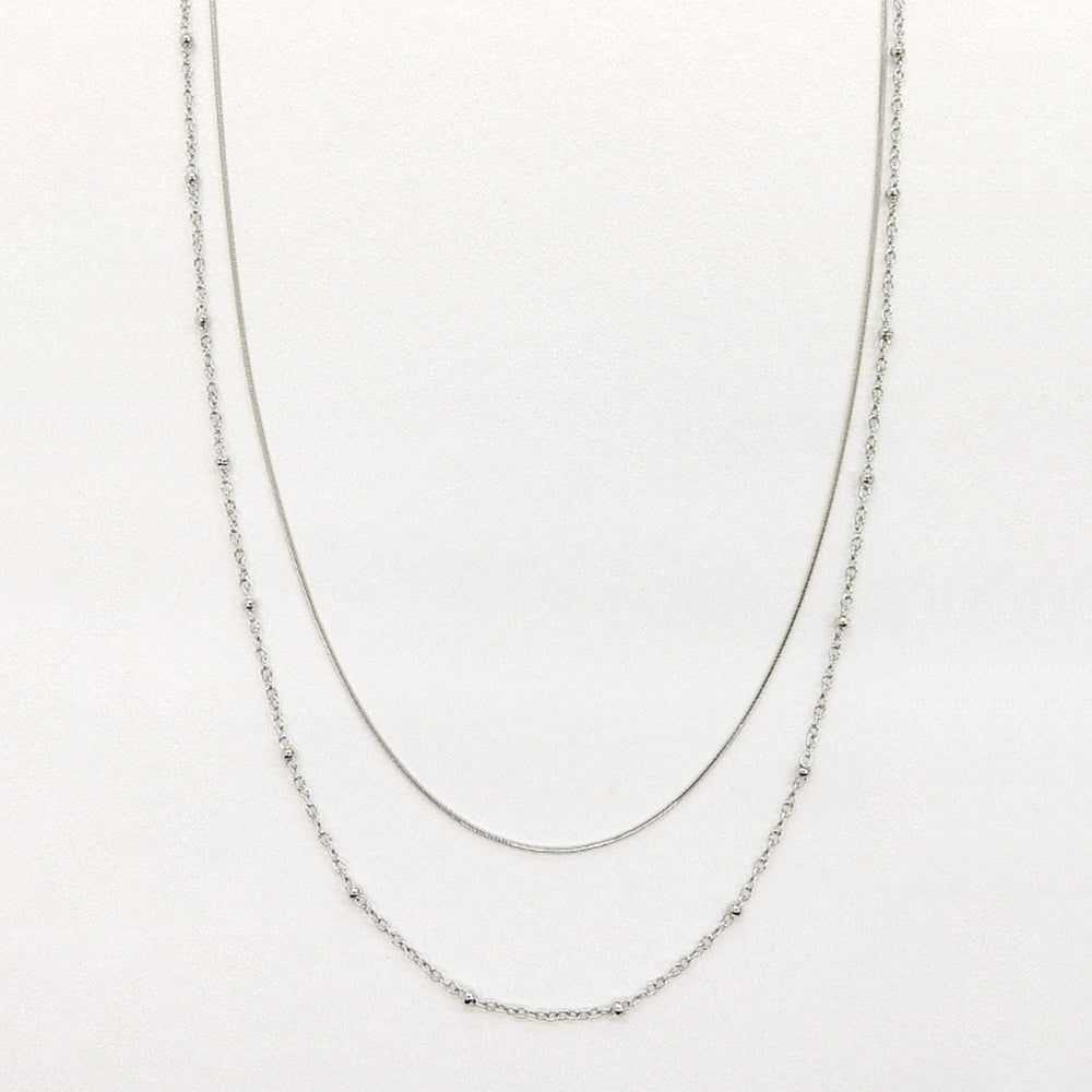 【NEW】ステンレス 2連ボールポイント ロングネックレス